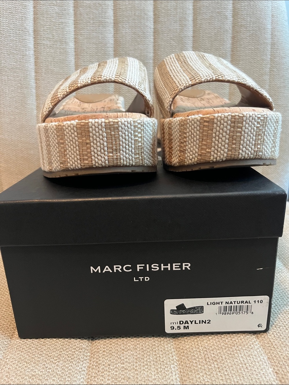 Marc fisher Daylin retro chic platform summer stripe sandals NWB SZ 9.5 - Picture 2 of 7